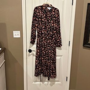 Long, button-down belted floral long sleeved dress, ELLE, XXL, NWOT